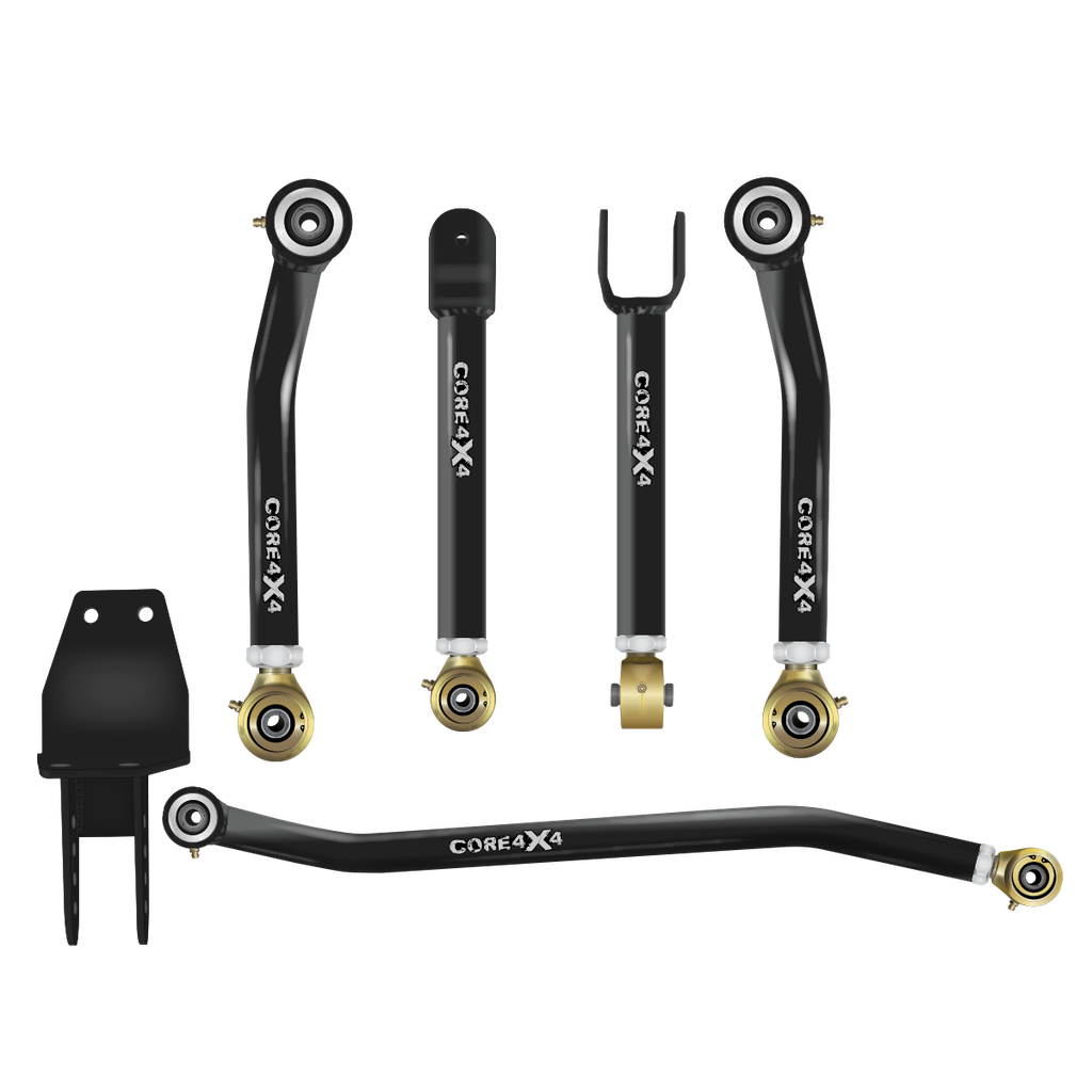 Jeep Cherokee XJ 84-01 MJ 86-92 5pc Crawl Series Front Adjustable Control Arm, Track Bar Kit