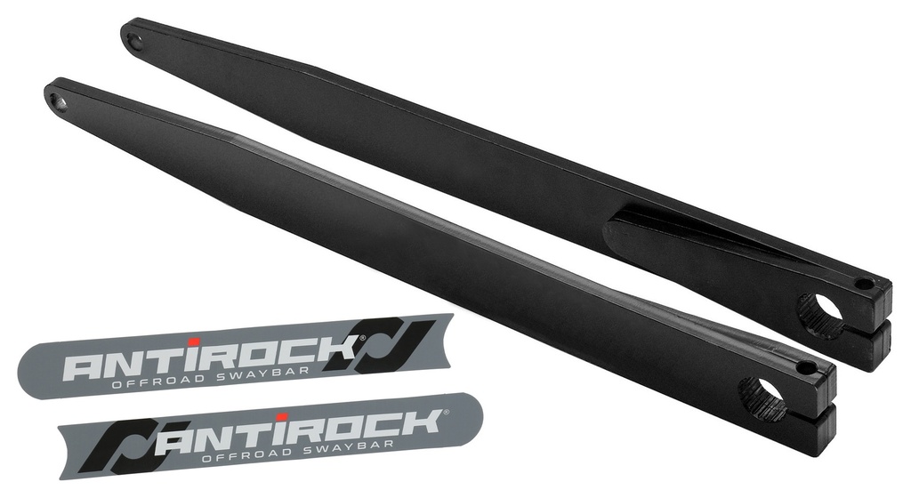 Antirock Fabricated Steel Sway Bar Arms, 21 in. Long, Slight Outward Bend, Incl. Stickers, Pair