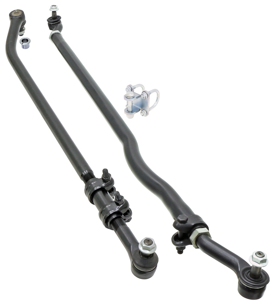 RockJock Currectlync Steering System, JK, w/Flipped Drag Link, 1.65 in. Dia. Tube Tie Rod, 1.3 In. Dia. Forged Drag Link/Forged Tie Rod Ends, Premium Jam Nuts And Adjuster,