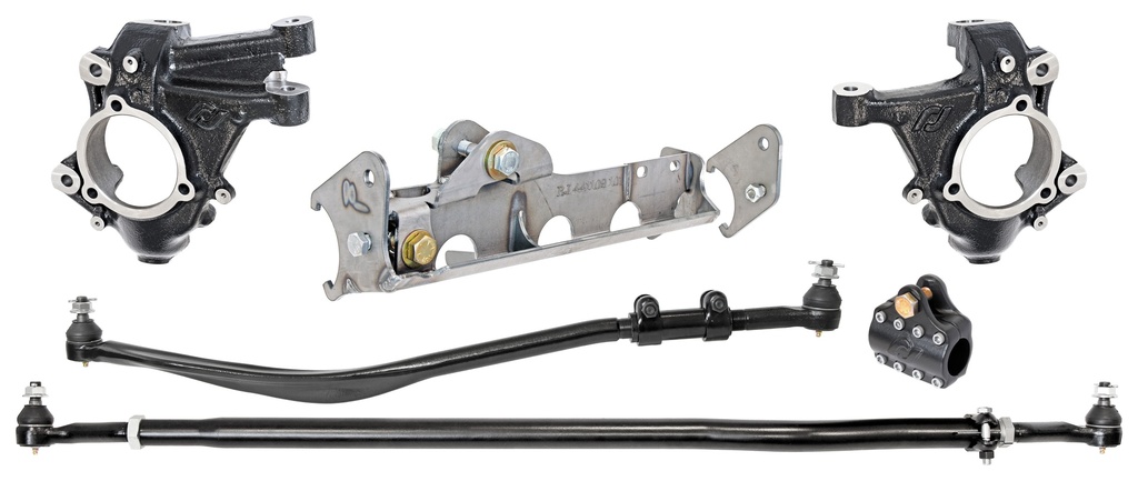 RockJock Currectlync JL/JT High Steer Kit for Ram Assist and non-Rubicon Axle. Incl. Knuckles, Drag Link, Tie Rod, Trac Bar Reloc/Ram Mount Axle Bracket, Ram Assist Tie Rod Clamp