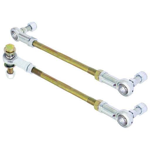[RJ-253101-101] RockJock Adjustable Sway Bar End Link Kit for JL/JT Front (10 1/2 in. Long Rods w/ heim joints and Jam Nuts, pair)