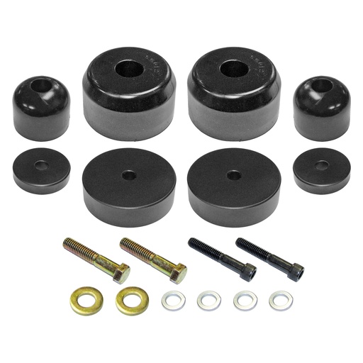 [CE-9122F] RockJock Bump Stop Kit, TJ/LJ/XJ/MJ Front, Incl. Polyurethane RockJock Bump Stops, Aluminum Spacers, Hardware