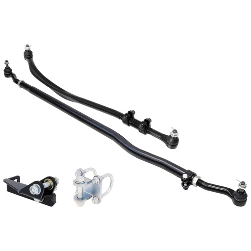 [RJ-442100-101] RockJock Currectlync JL/JT Steering System incl. organically shaped, forged drag link, 42mm chromoly tie rod tube, forged steel ends, stabilizer shock brackets